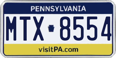 PA license plate MTX8554