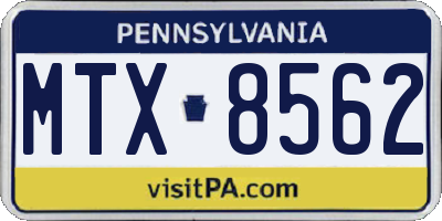 PA license plate MTX8562