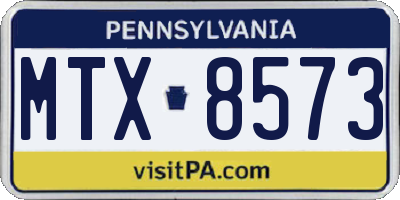 PA license plate MTX8573