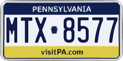 PA license plate MTX8577