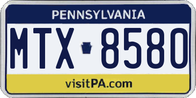 PA license plate MTX8580