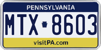 PA license plate MTX8603