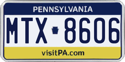 PA license plate MTX8606