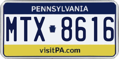 PA license plate MTX8616