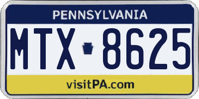PA license plate MTX8625