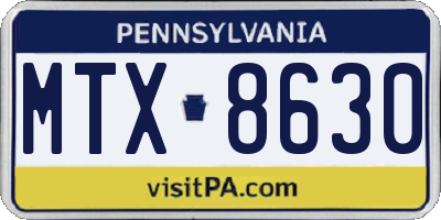 PA license plate MTX8630
