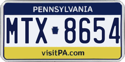 PA license plate MTX8654