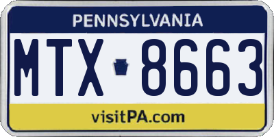 PA license plate MTX8663