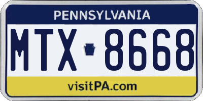 PA license plate MTX8668