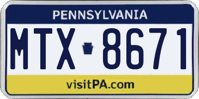 PA license plate MTX8671