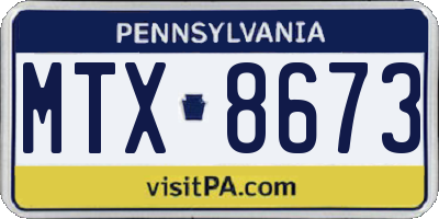 PA license plate MTX8673
