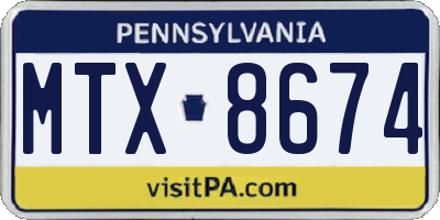 PA license plate MTX8674