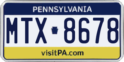 PA license plate MTX8678