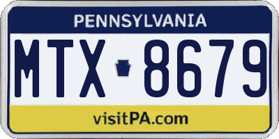 PA license plate MTX8679