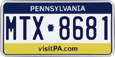 PA license plate MTX8681