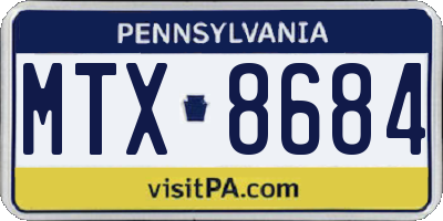 PA license plate MTX8684
