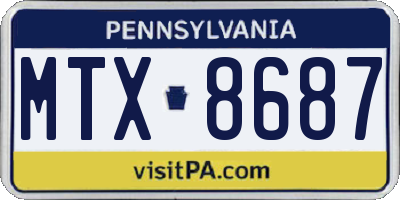 PA license plate MTX8687