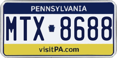 PA license plate MTX8688