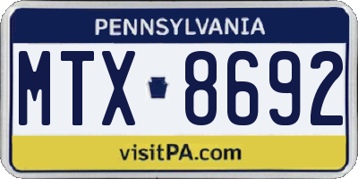 PA license plate MTX8692