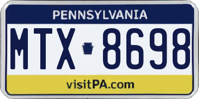 PA license plate MTX8698