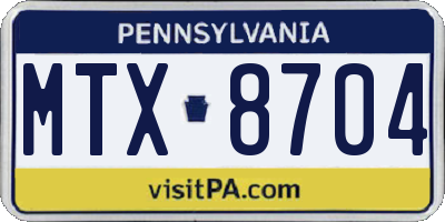 PA license plate MTX8704
