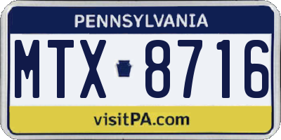 PA license plate MTX8716