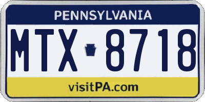 PA license plate MTX8718