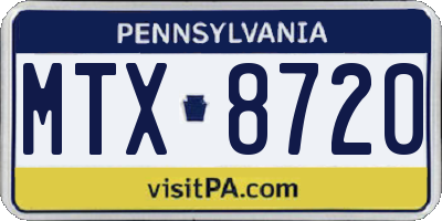 PA license plate MTX8720