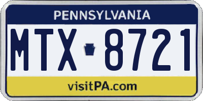 PA license plate MTX8721