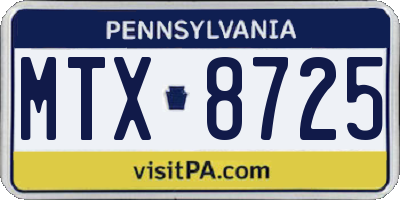 PA license plate MTX8725