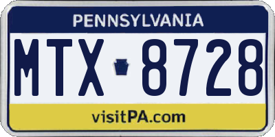PA license plate MTX8728