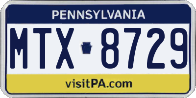 PA license plate MTX8729