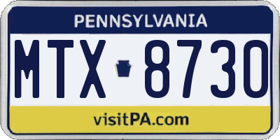 PA license plate MTX8730