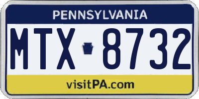PA license plate MTX8732