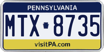 PA license plate MTX8735