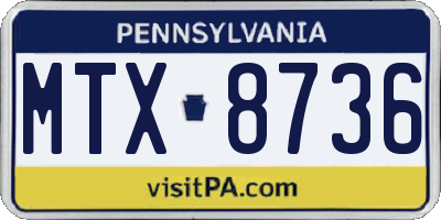 PA license plate MTX8736