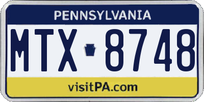 PA license plate MTX8748