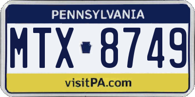 PA license plate MTX8749