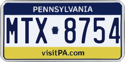 PA license plate MTX8754