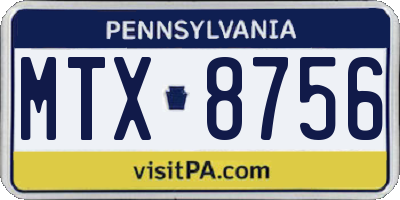 PA license plate MTX8756