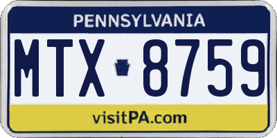 PA license plate MTX8759