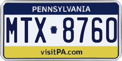 PA license plate MTX8760