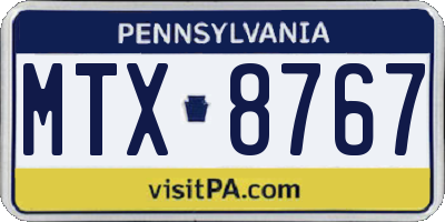 PA license plate MTX8767