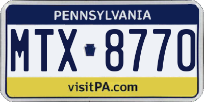 PA license plate MTX8770