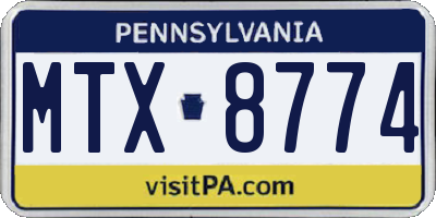 PA license plate MTX8774