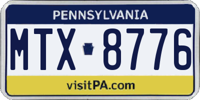 PA license plate MTX8776