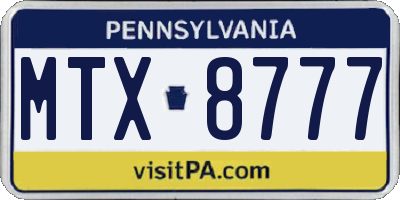 PA license plate MTX8777