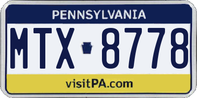 PA license plate MTX8778