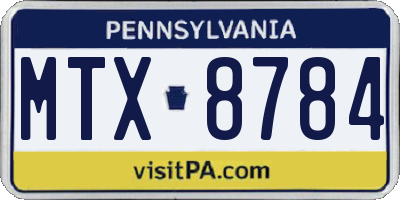 PA license plate MTX8784