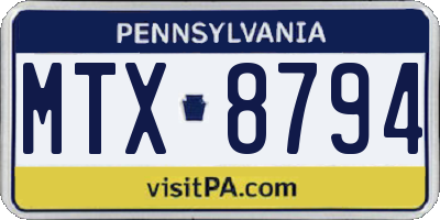 PA license plate MTX8794